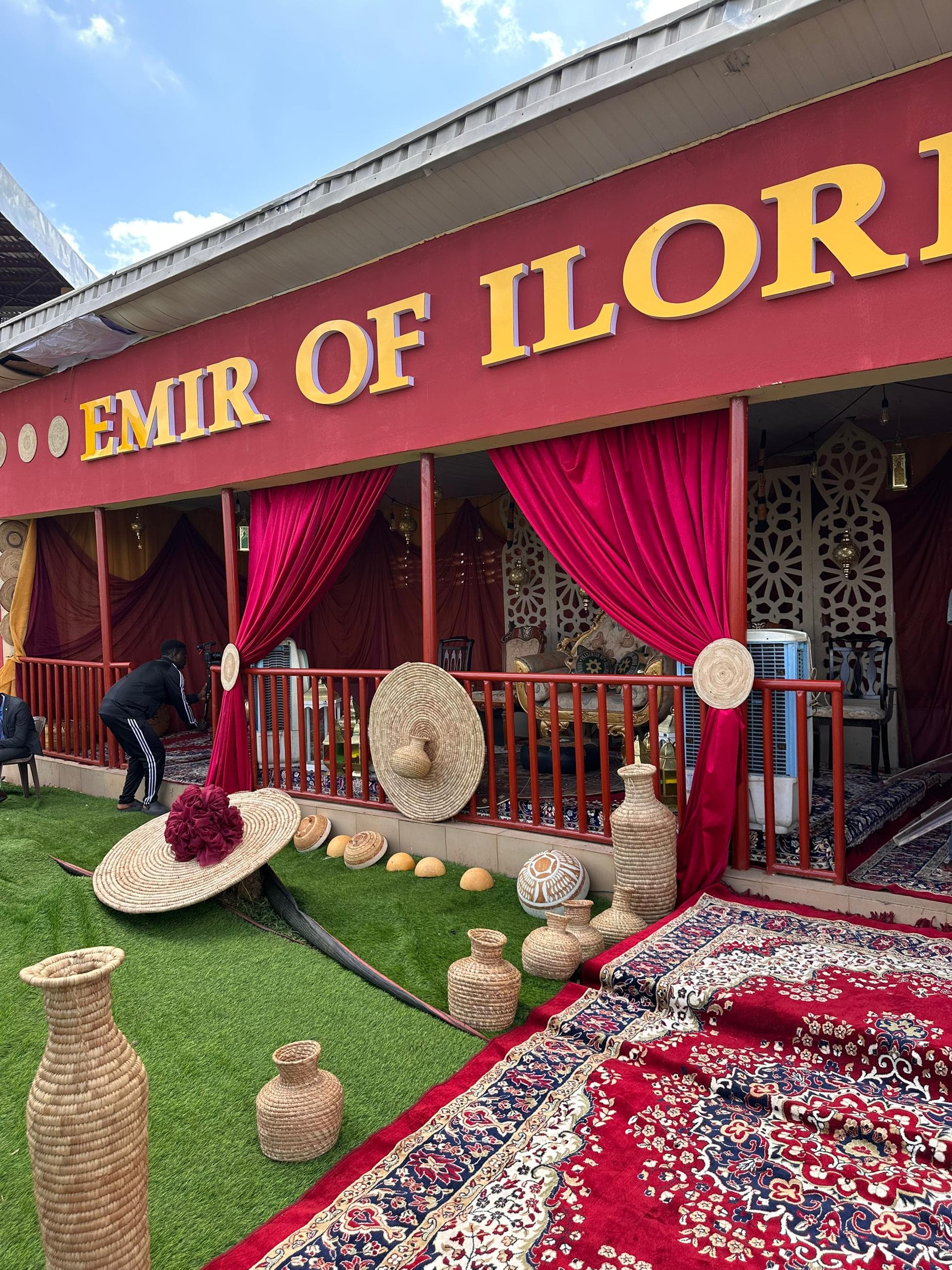 Durbar decoration Lagos, royal grand venue styling with ornate draping and gold accents