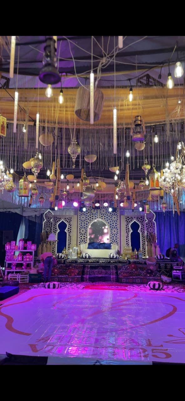 Engagement decoration Lagos, floral arch and candlelit setup
