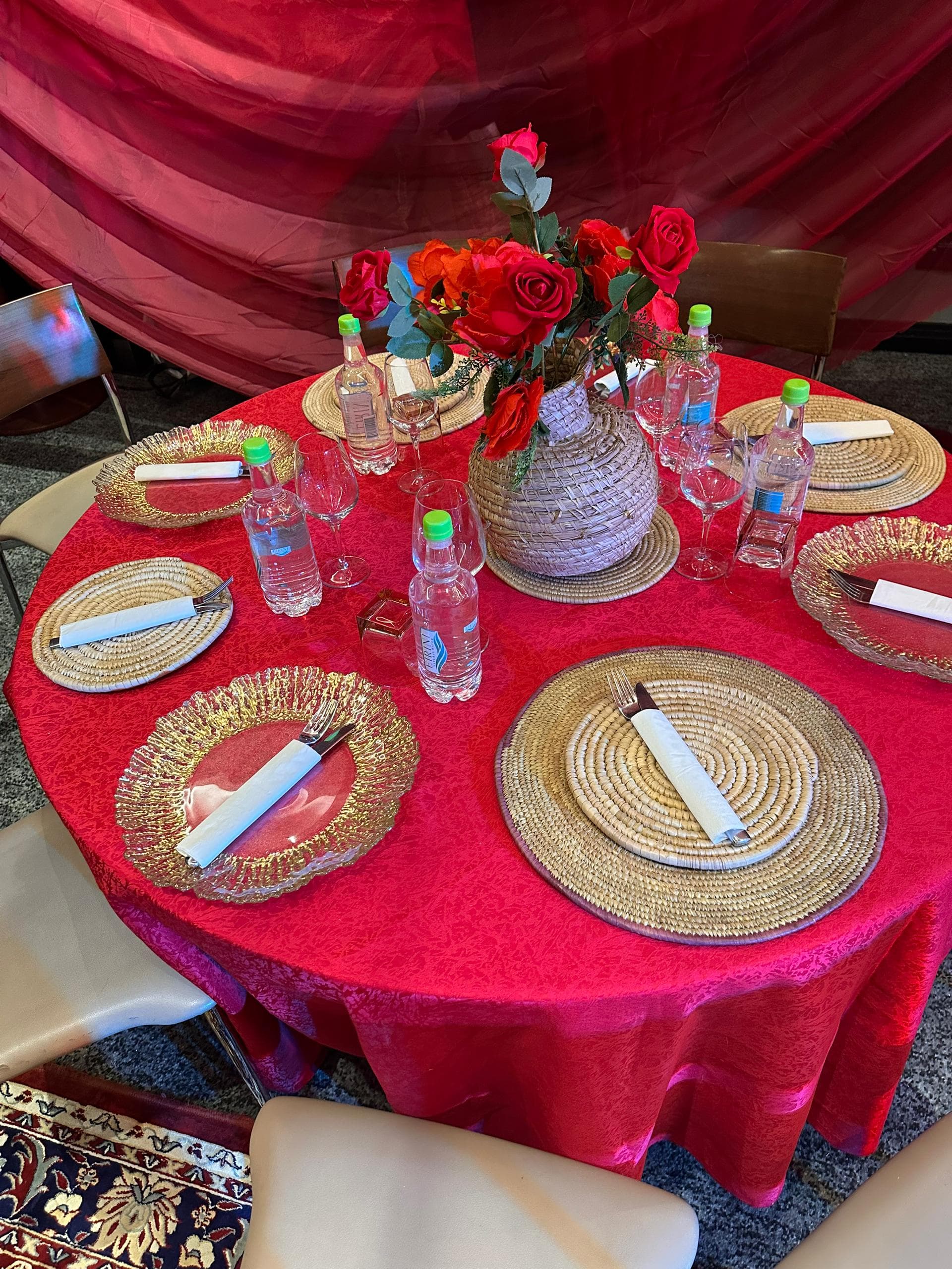 Henna night Lagos, close-up of styled table and floral centrepiece