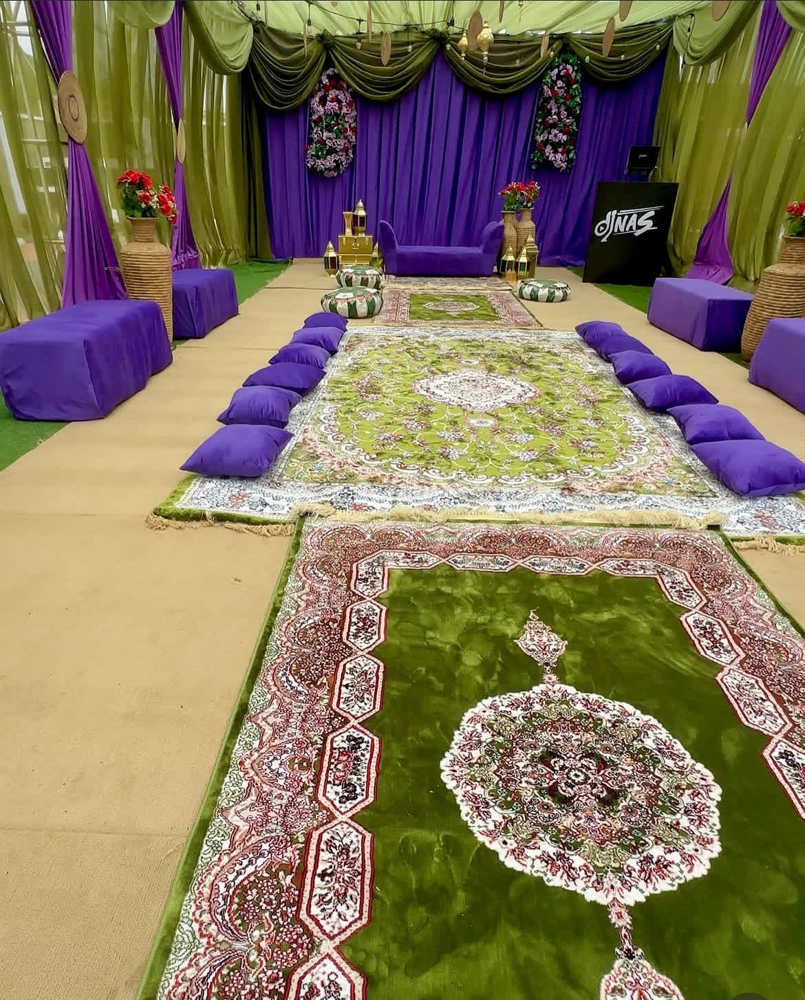 Henna party Lagos, full venue styling with jewel tones