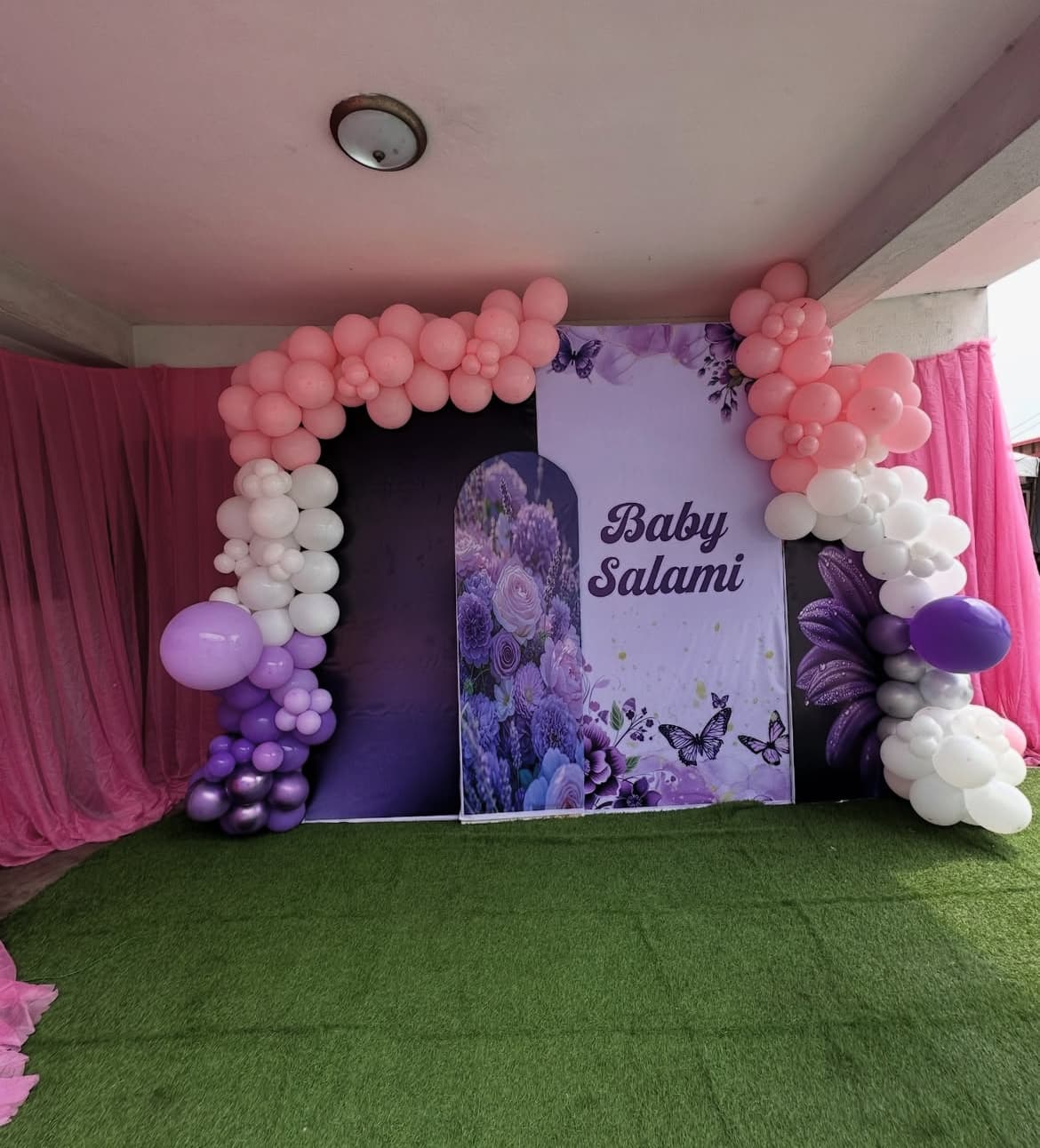 Naming ceremony decoration Lagos, warm celebratory setup for a new arrival