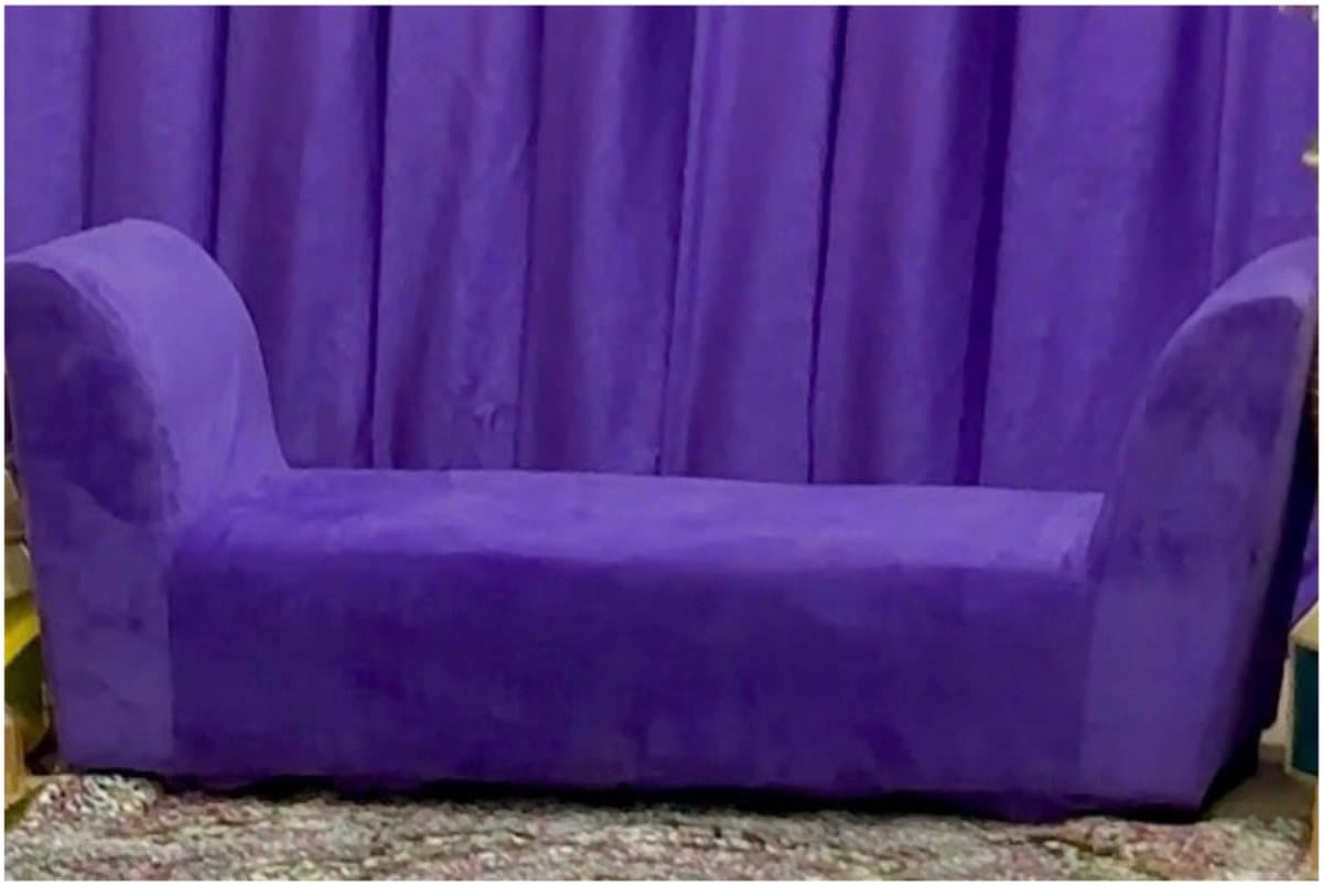 Purple Couch available for event rental in Lagos from Decor Adorné