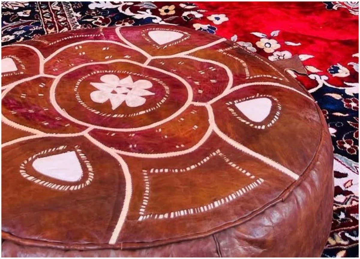 Brown Floor Puff available for event rental in Lagos from Decor Adorné