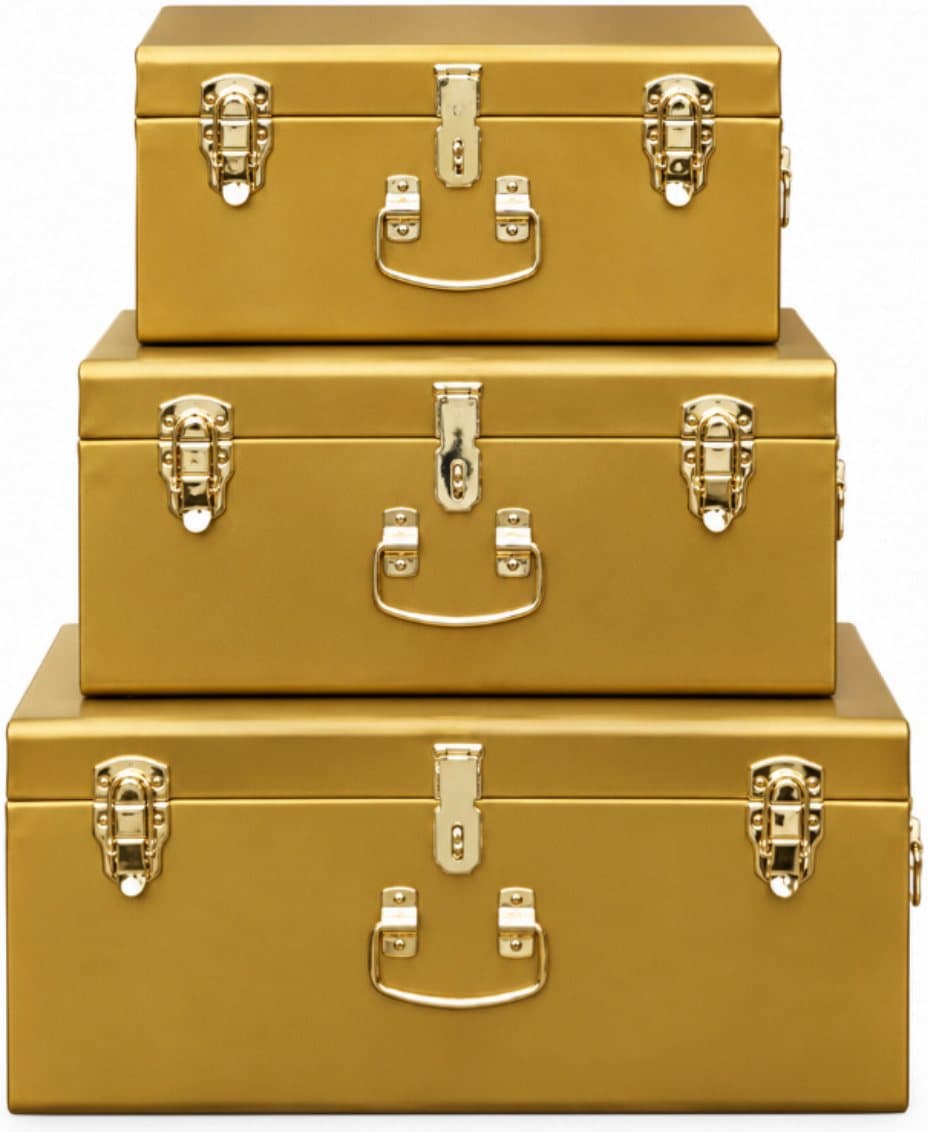 Gold Trunk Boxes available for event rental in Lagos from Decor Adorné