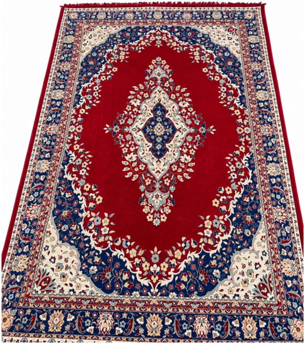 Maroon Persian Rug (7ft × 11.9ft) available for event rental in Lagos from Decor Adorné