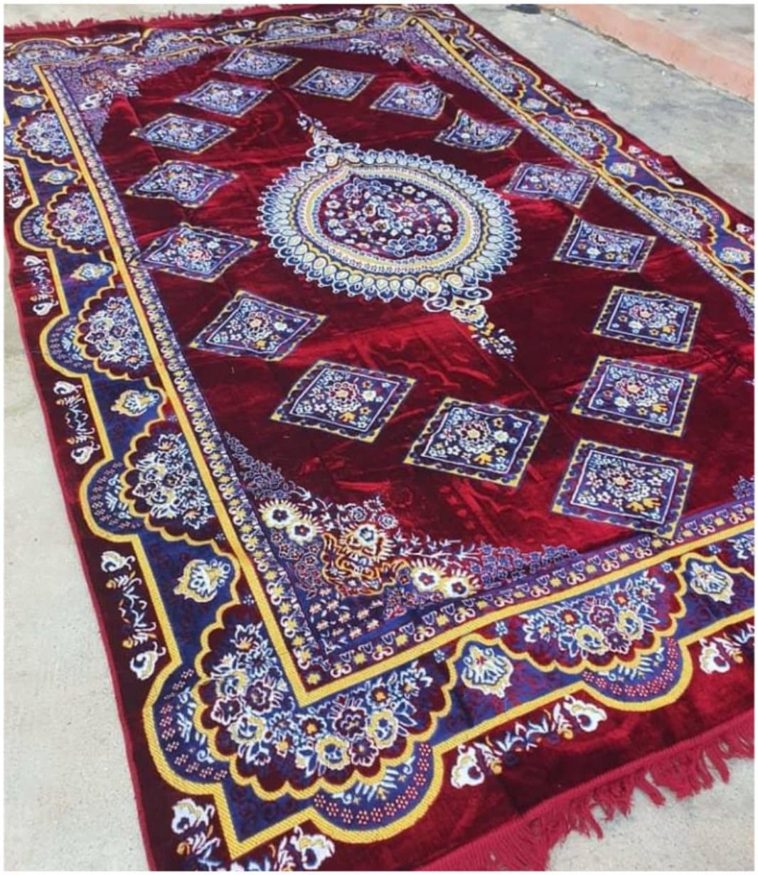 Maroon Persian Rug (6ft × 9ft) available for event rental in Lagos from Decor Adorné