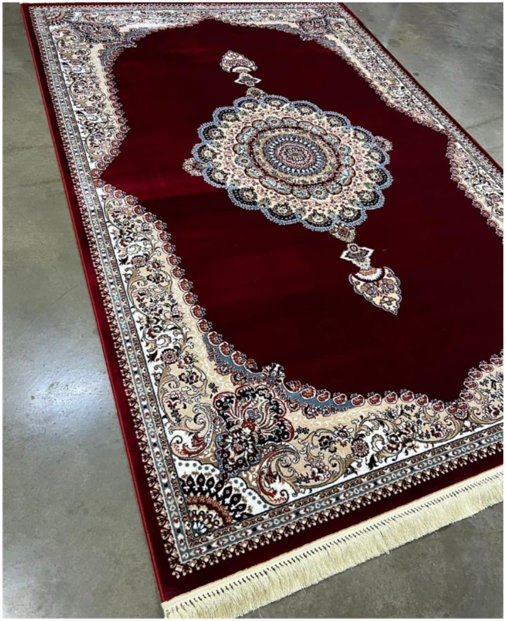 Wine Persian Rug (7ft × 10ft) available for event rental in Lagos from Decor Adorné
